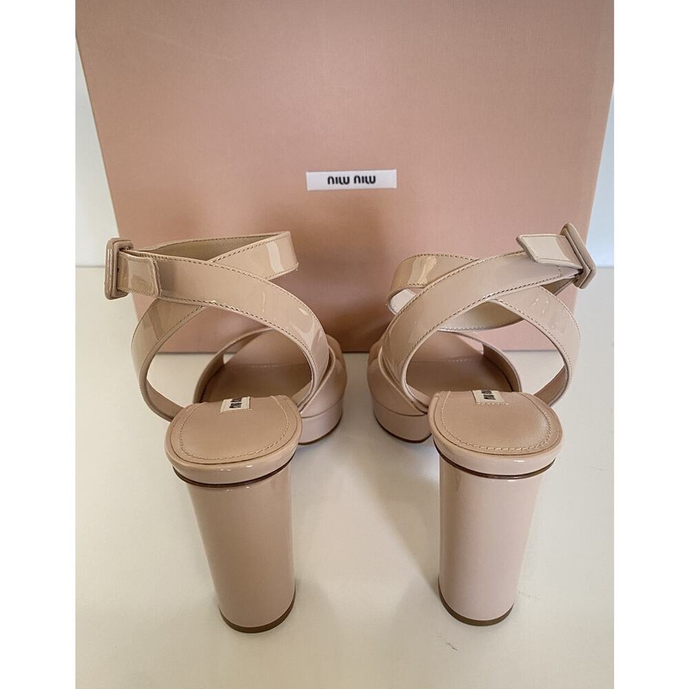 NIB MIU MIU Prada Platform Ankle Strap Patent Lea… - image 4